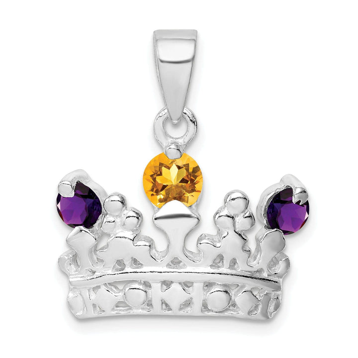 Lovely Rita's Pendants & Charms Silver Citrine Amethyst Polished Crown Charm