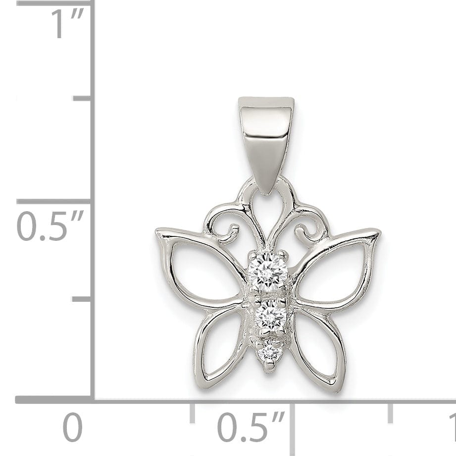 Lovely Rita's Pendants & Charms Silver Cubic Zirconia Butterfly Charm Pendant