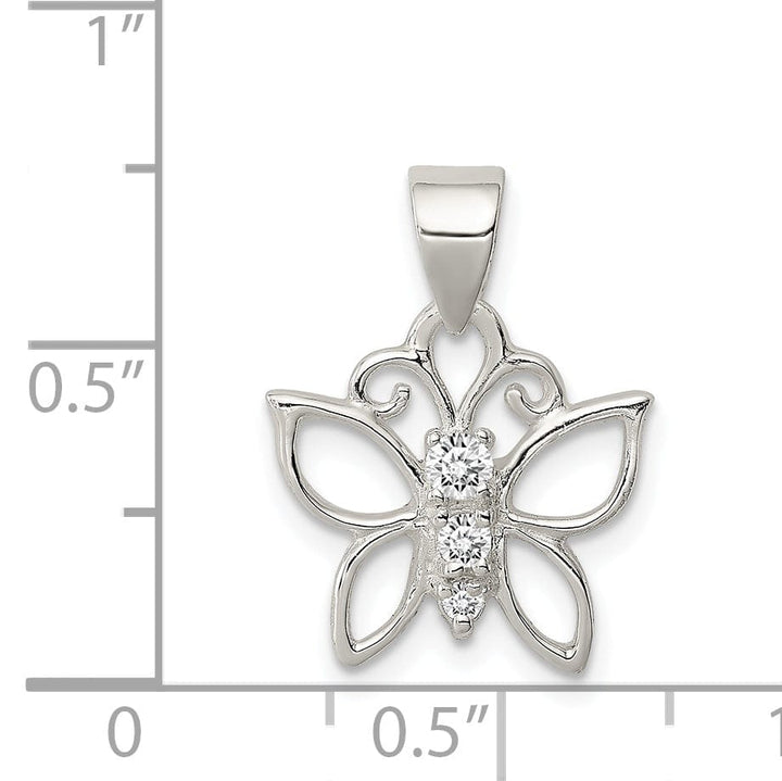 Lovely Rita's Pendants & Charms Silver Cubic Zirconia Butterfly Charm Pendant