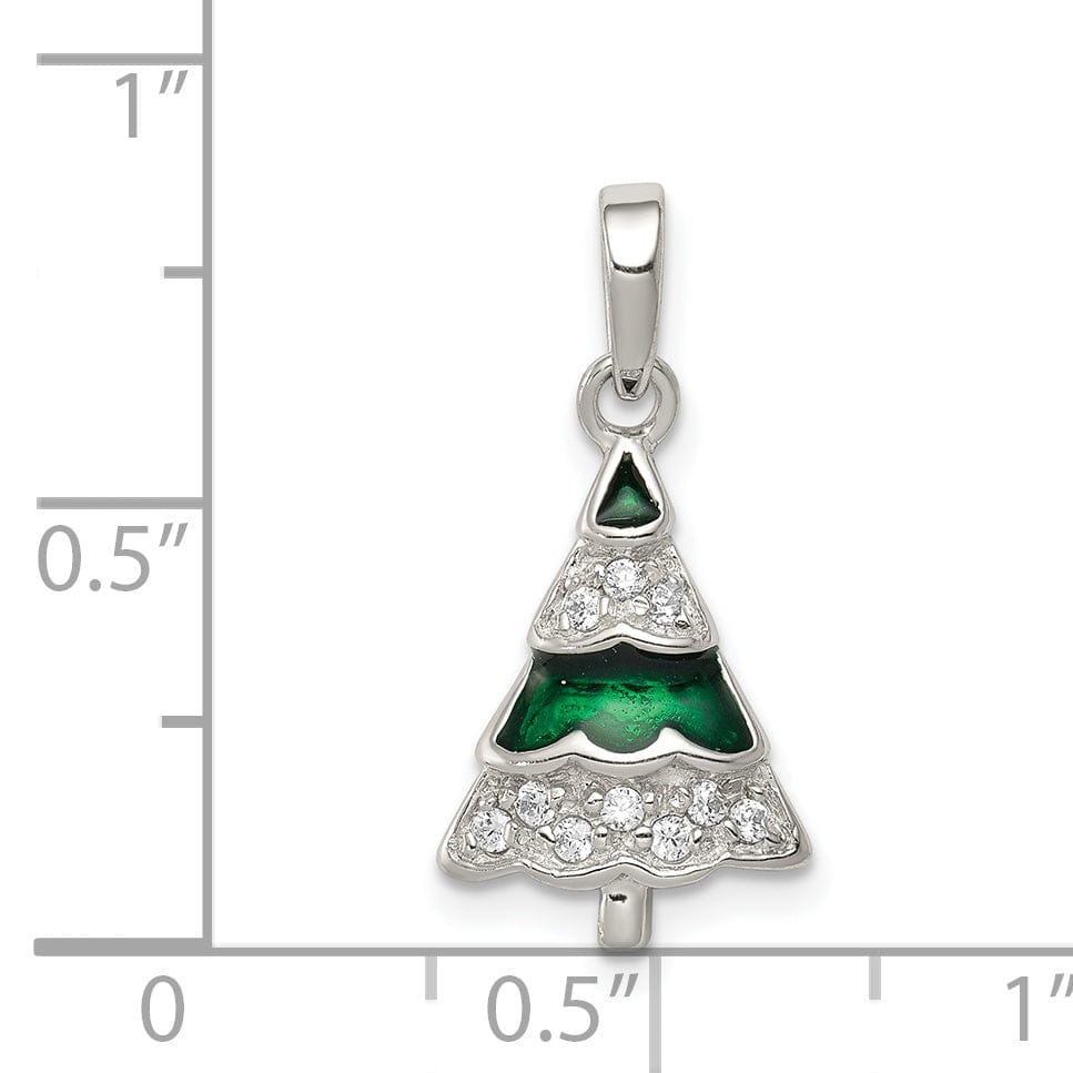 Lovely Rita's Pendants & Charms Silver Cubic Zirconia Christmas Tree Pendant