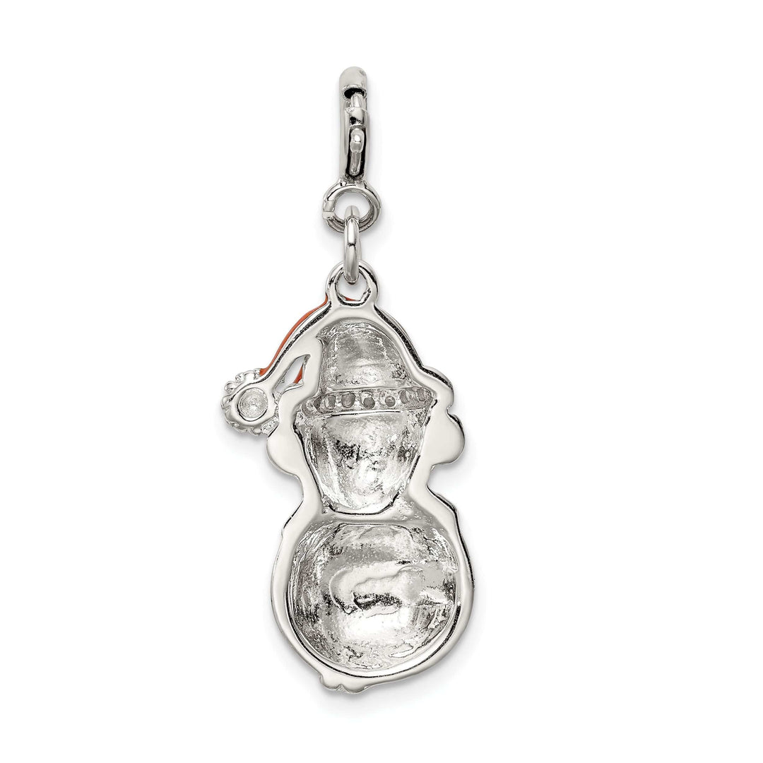 Lovely Rita's Pendants & Charms Silver Cubic Zirconia Enameled Snowman Charm