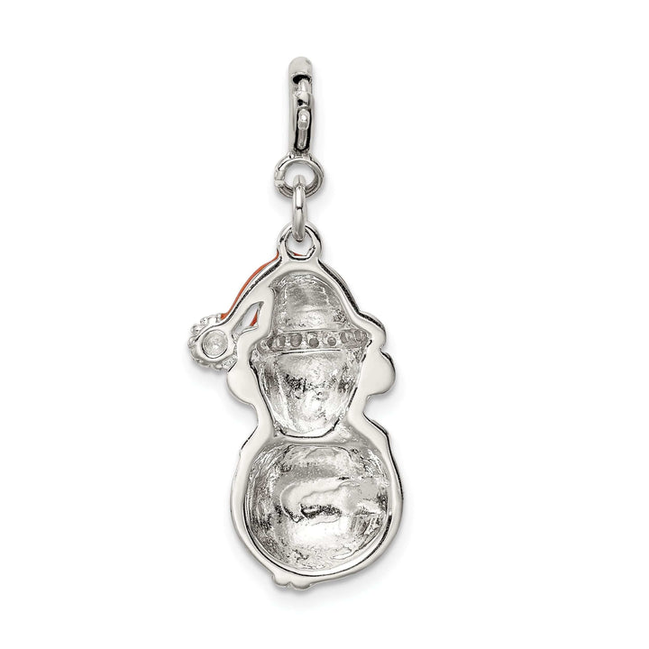 Lovely Rita's Pendants & Charms Silver Cubic Zirconia Enameled Snowman Charm