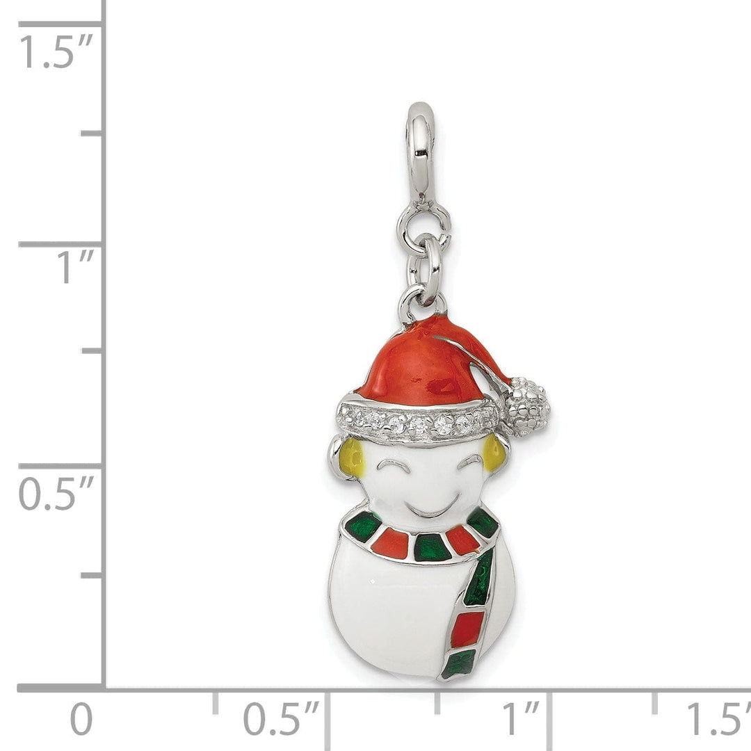 Lovely Rita's Pendants & Charms Silver Cubic Zirconia Enameled Snowman Charm
