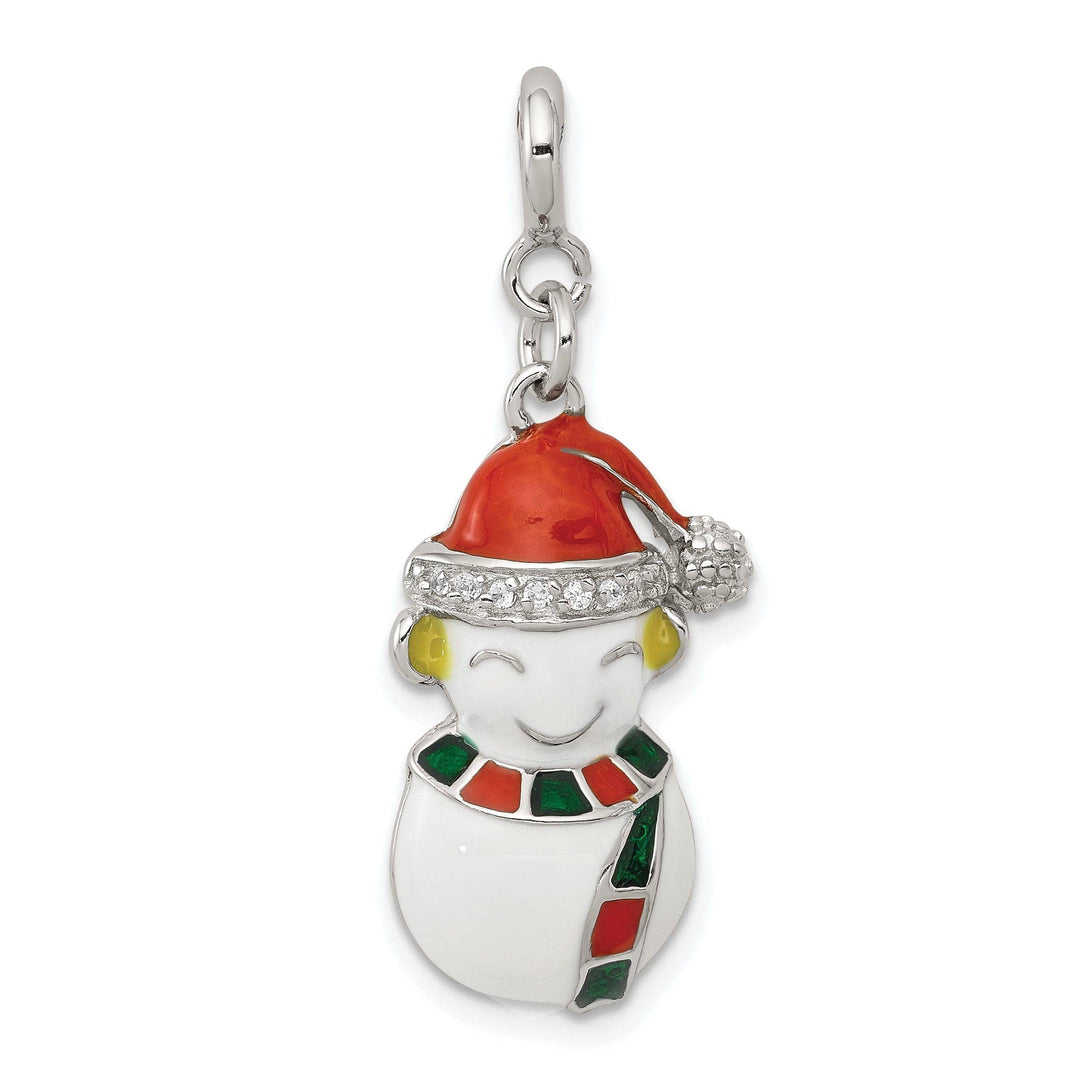Lovely Rita's Pendants & Charms Silver Cubic Zirconia Enameled Snowman Charm