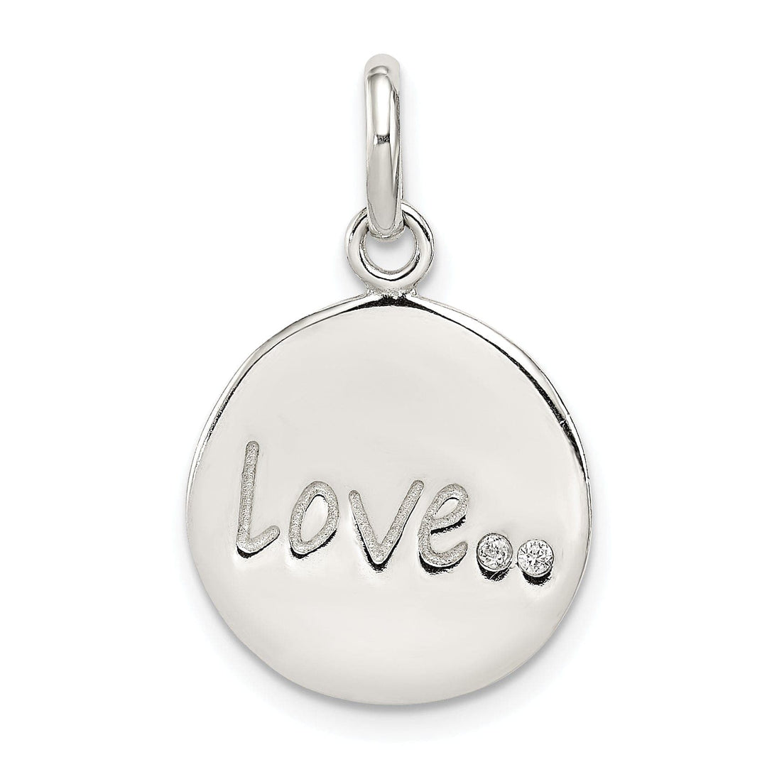 Lovely Rita's Pendants & Charms Silver Diamond Cut Finish LOVE with C.Z Charm