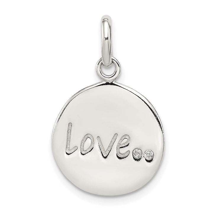 Lovely Rita's Pendants & Charms Silver Diamond Cut Finish LOVE with C.Z Charm
