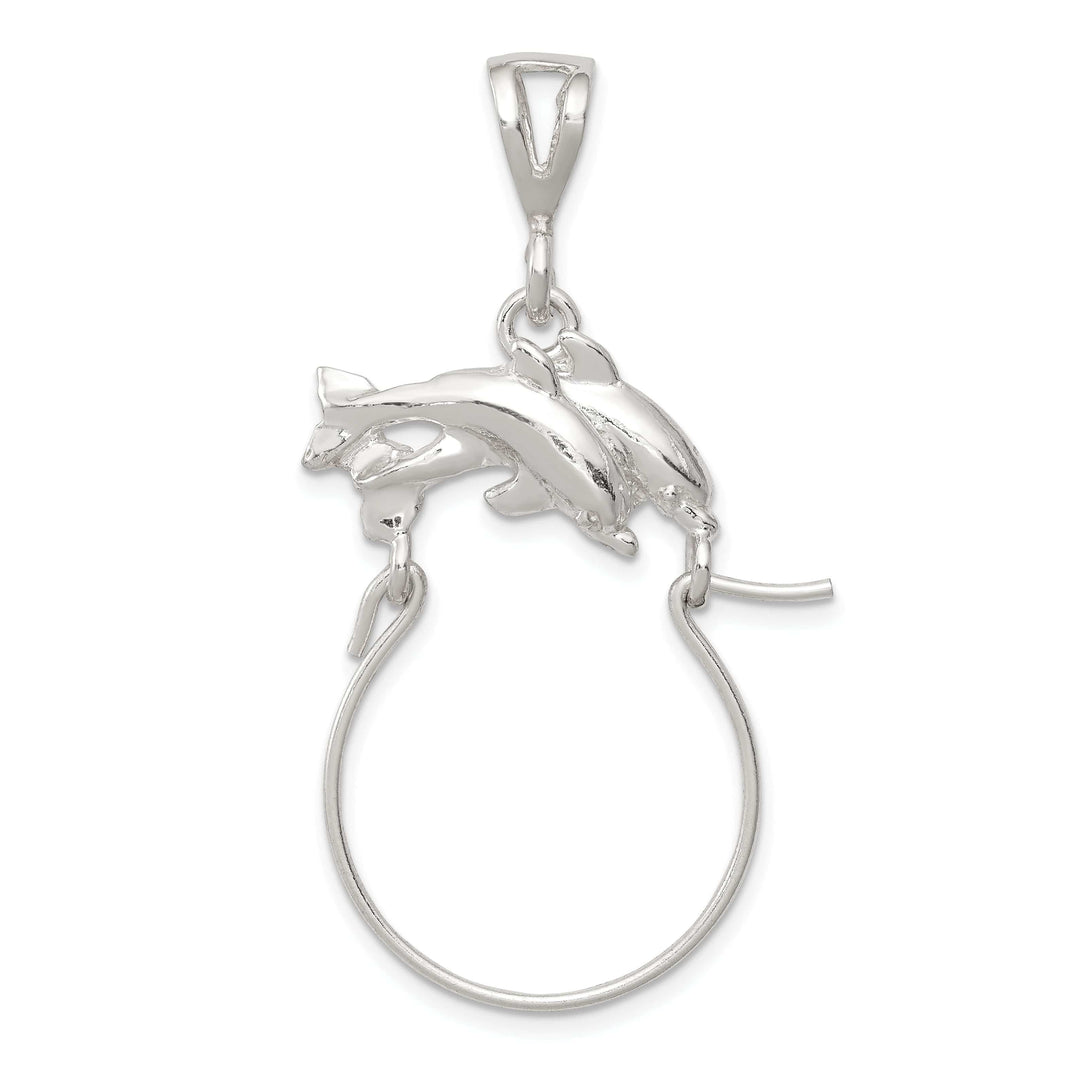Lovely Rita's Pendants & Charms Silver Double Dolphin Charm Holder Pendant