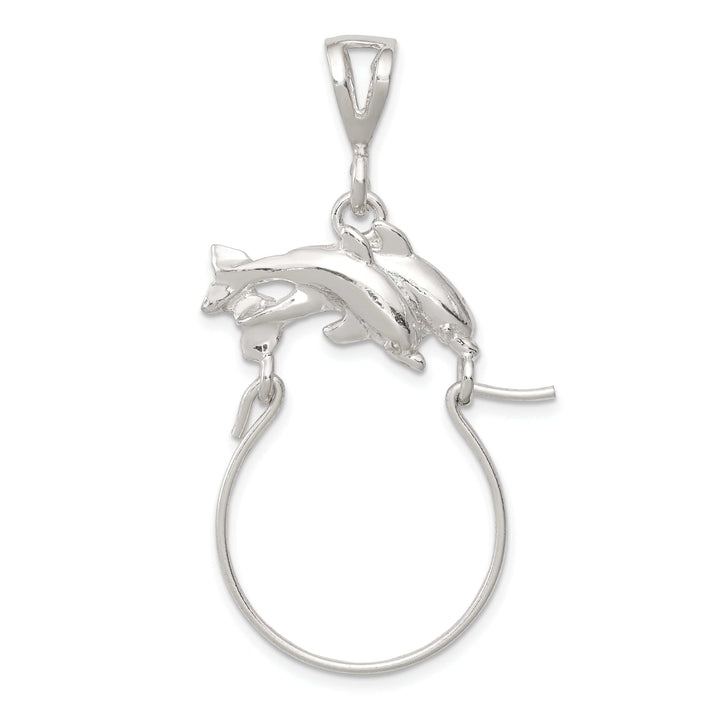 Lovely Rita's Pendants & Charms Silver Double Dolphin Charm Holder Pendant