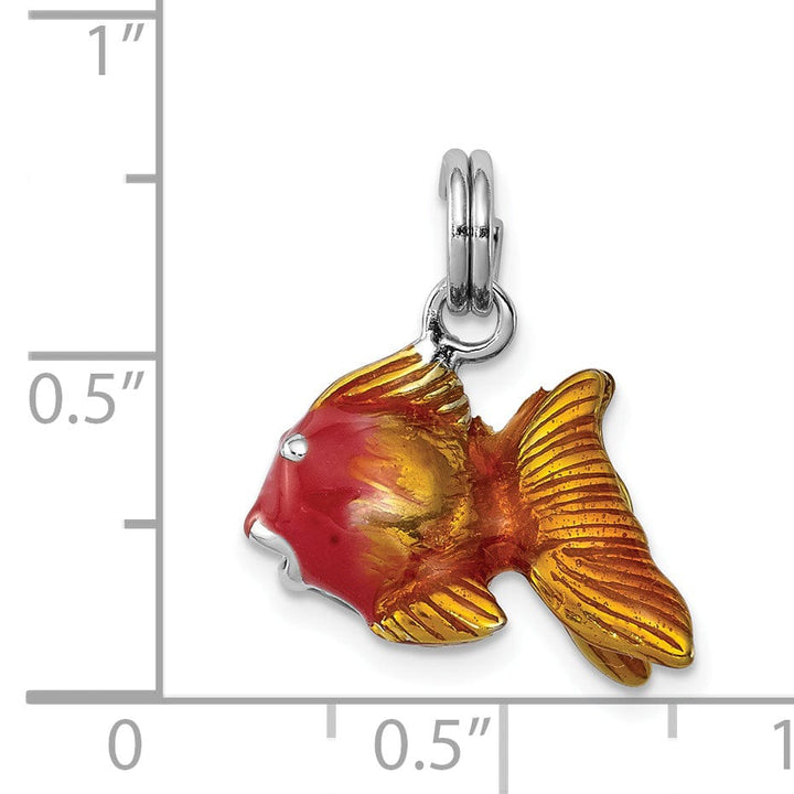 Lovely Rita's Pendants & Charms Silver Enamel 3-D Goldfish Charm Pendant