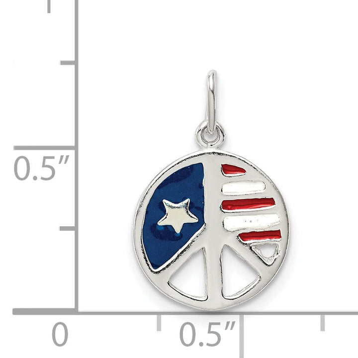 Lovely Rita's Pendants & Charms Silver Enamel American Flag Peace Sign Charm