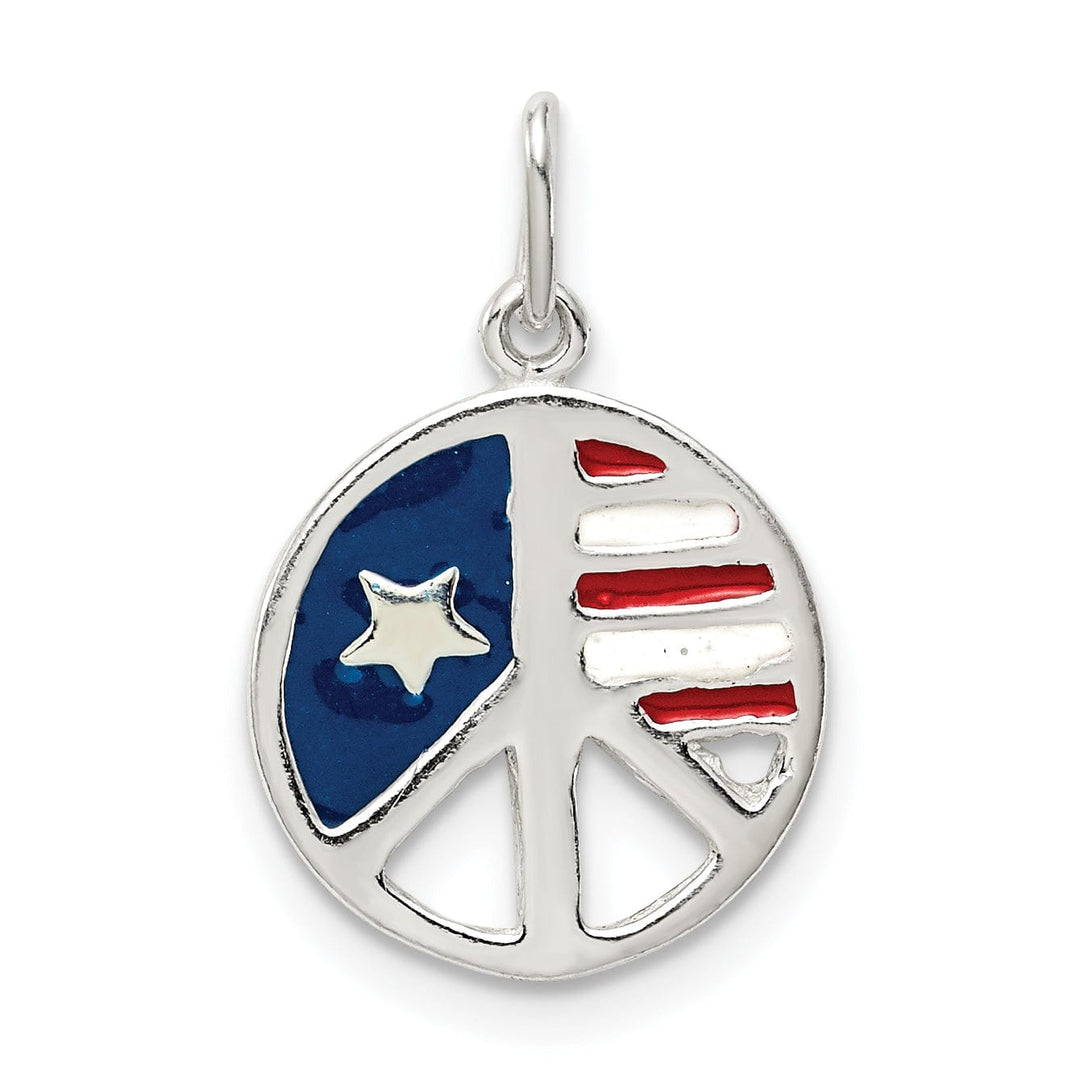 Lovely Rita's Pendants & Charms Silver Enamel American Flag Peace Sign Charm