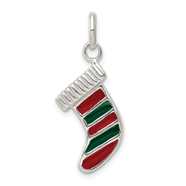 Lovely Rita's Pendants & Charms Silver Enameled Christmas Stocking Pendant