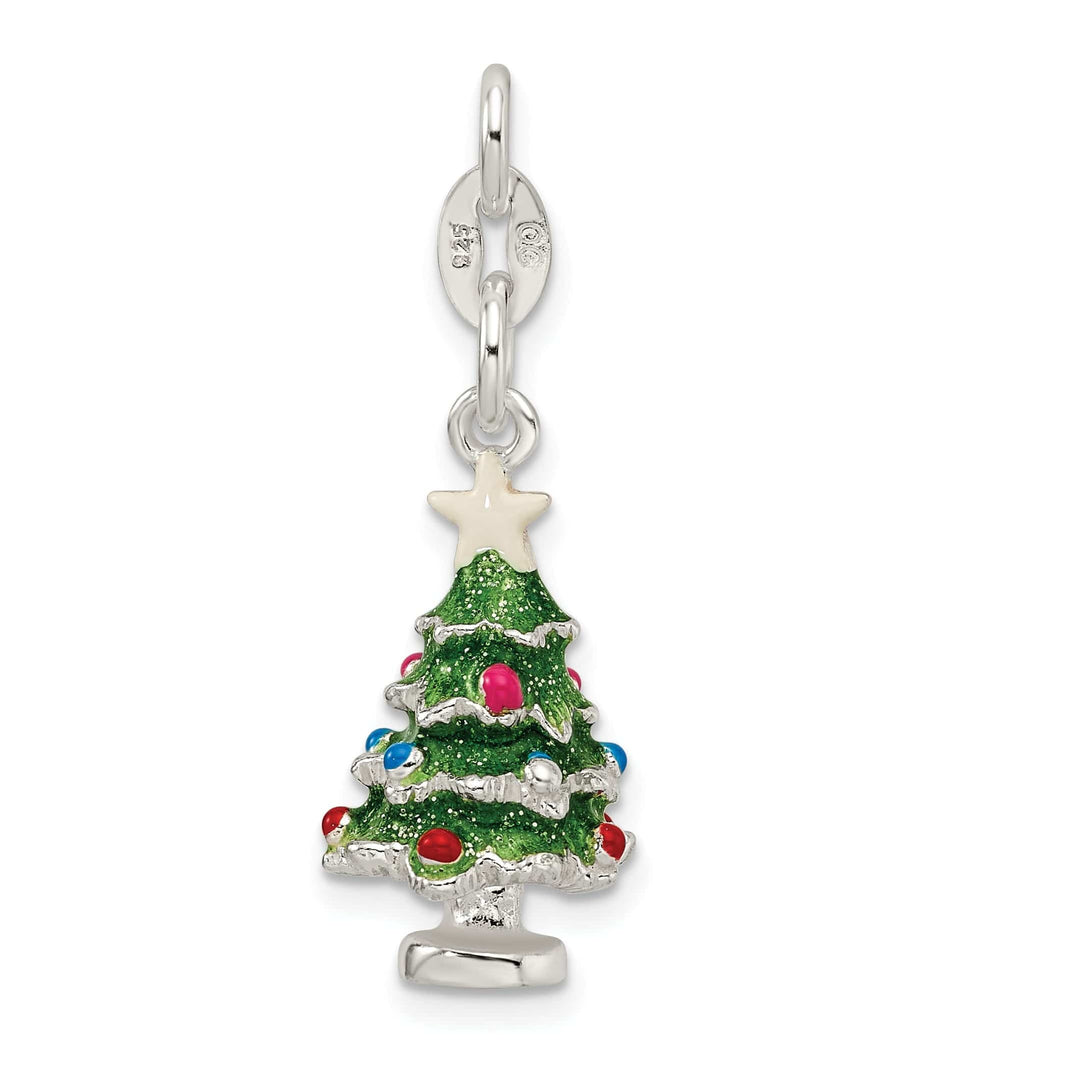 Lovely Rita's Pendants & Charms Silver Enameled Christmas Tree Charm Pendant