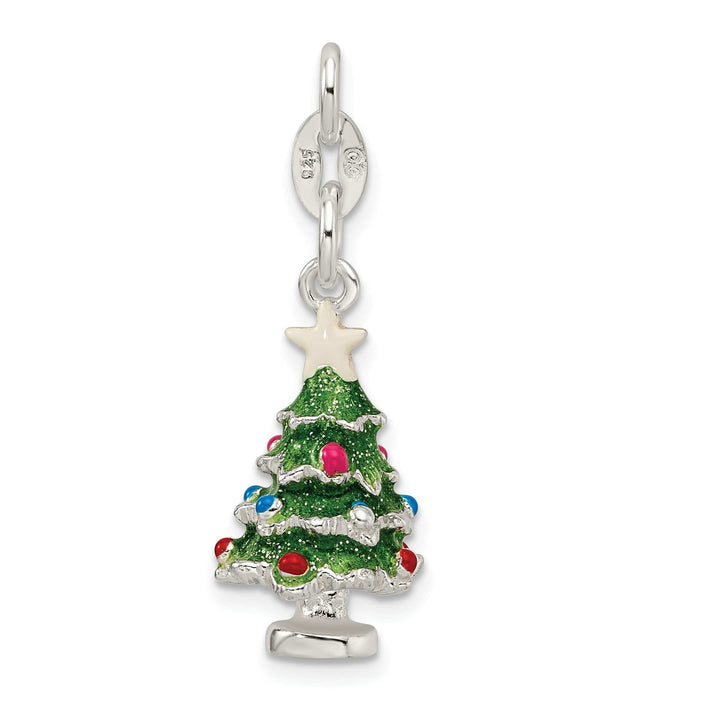 Lovely Rita's Pendants & Charms Silver Enameled Christmas Tree Charm Pendant
