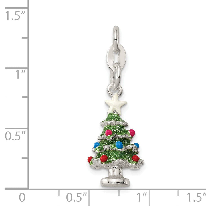 Lovely Rita's Pendants & Charms Silver Enameled Christmas Tree Charm Pendant