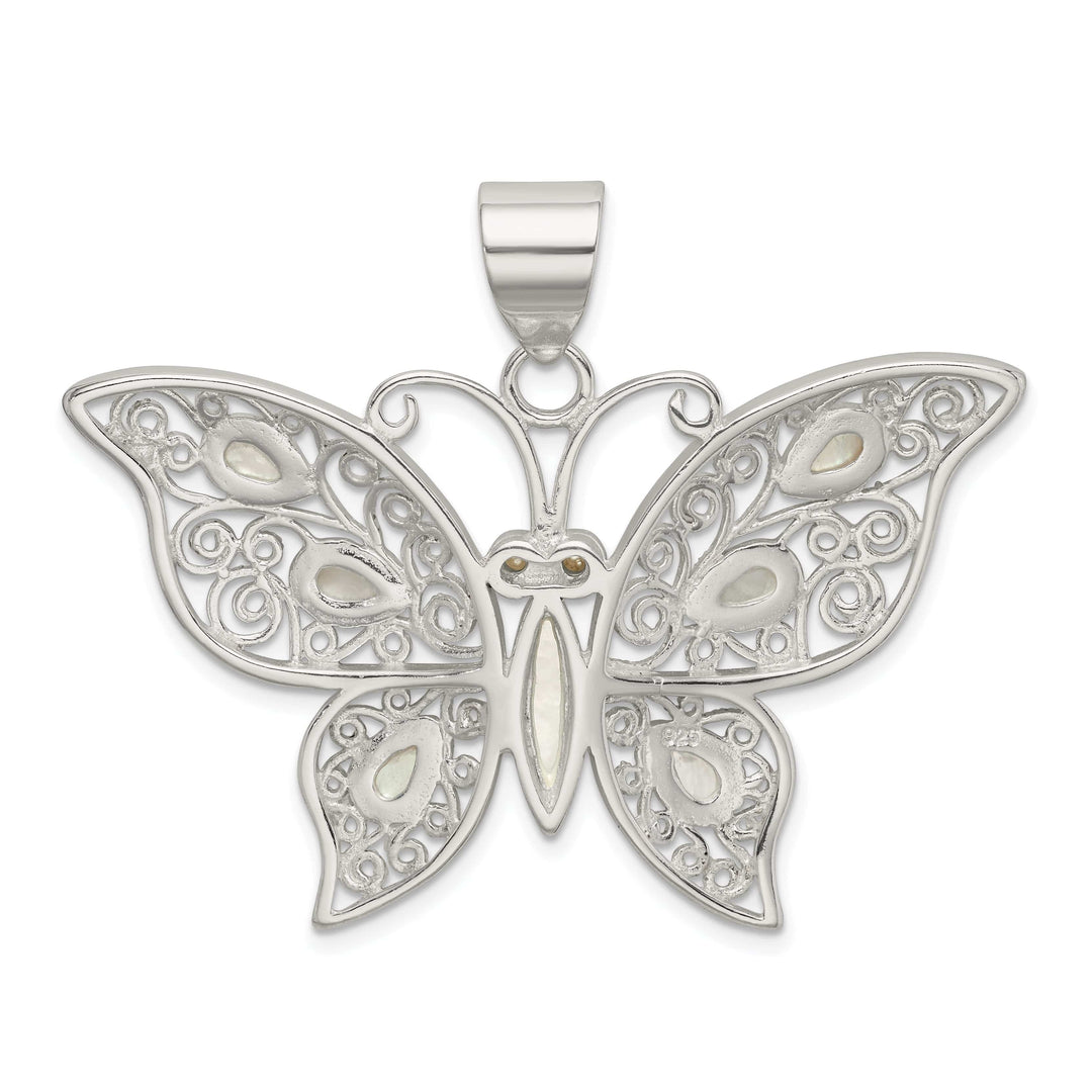 Lovely Rita's Pendants & Charms Silver Filigree Mother of Pearl Butterfly Charm