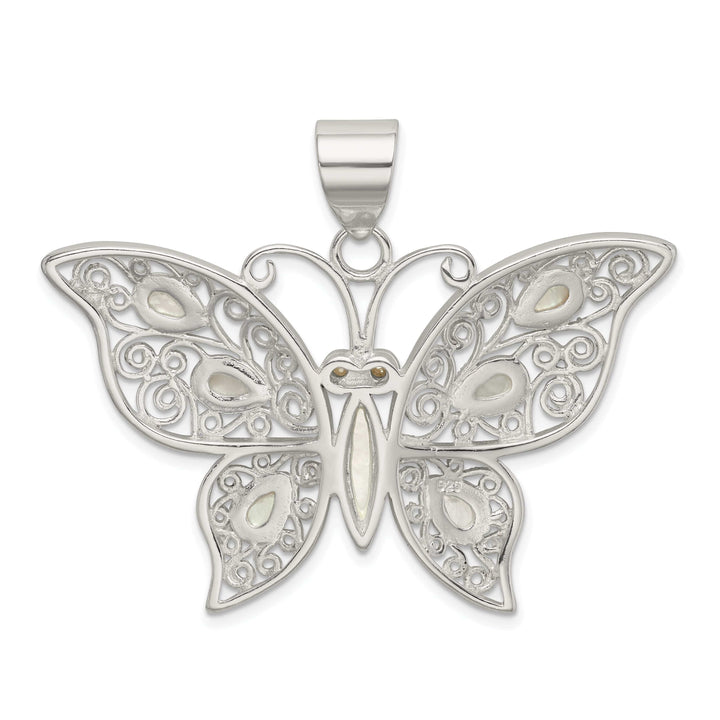 Lovely Rita's Pendants & Charms Silver Filigree Mother of Pearl Butterfly Charm