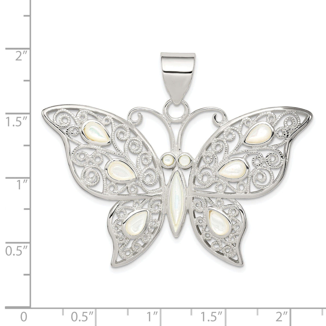 Lovely Rita's Pendants & Charms Silver Filigree Mother of Pearl Butterfly Charm