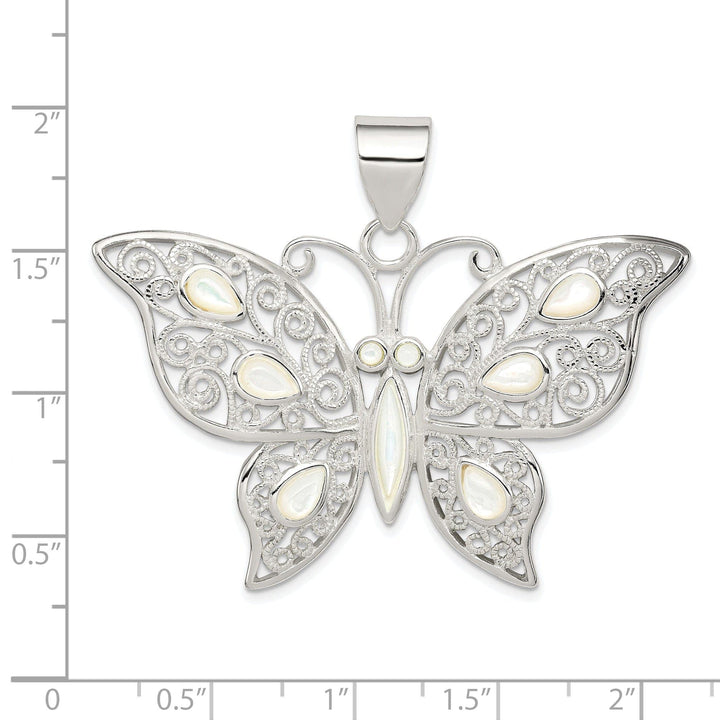 Lovely Rita's Pendants & Charms Silver Filigree Mother of Pearl Butterfly Charm