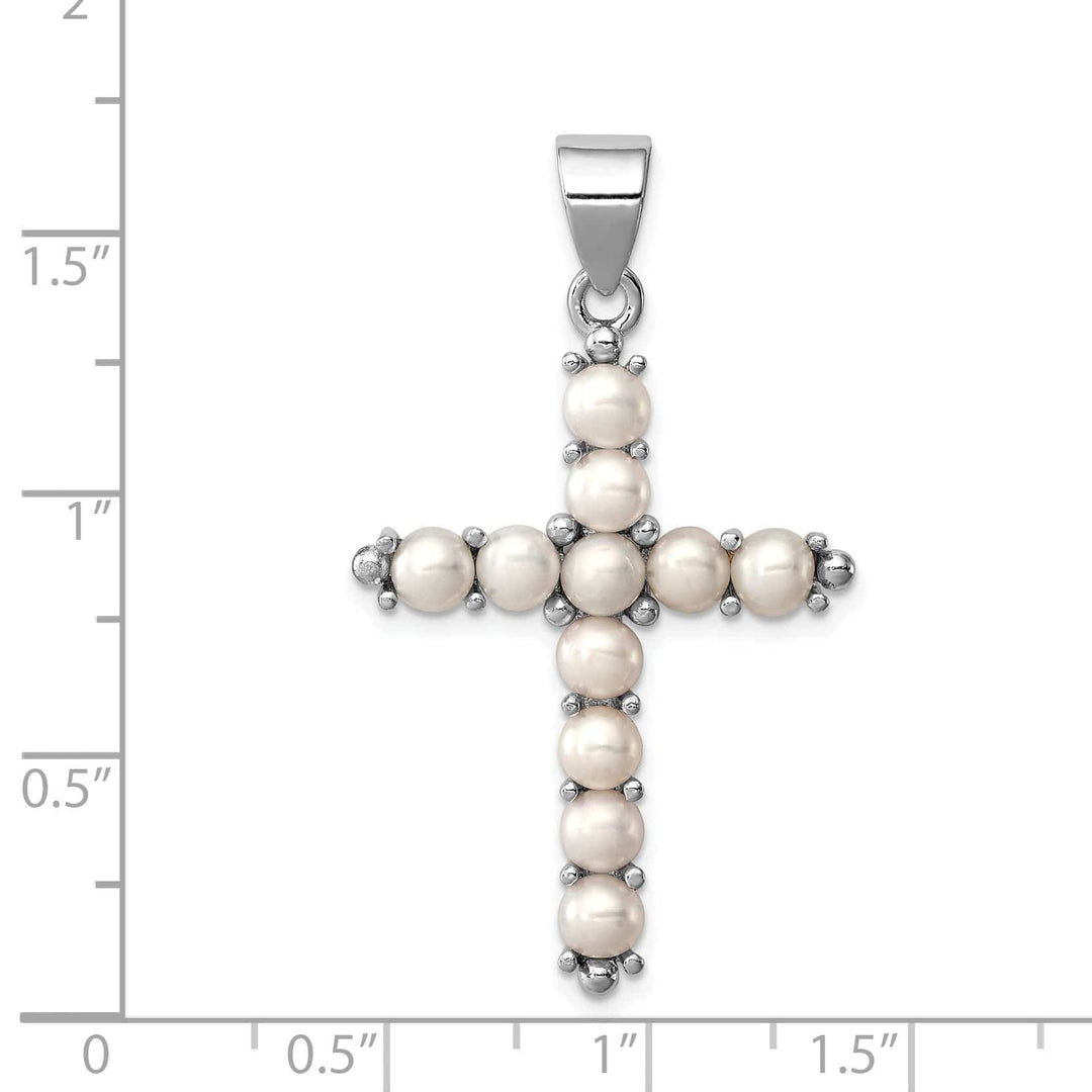 Lovely Rita's Pendants & Charms Silver Freash Water Culture Pearl Cross Pendant