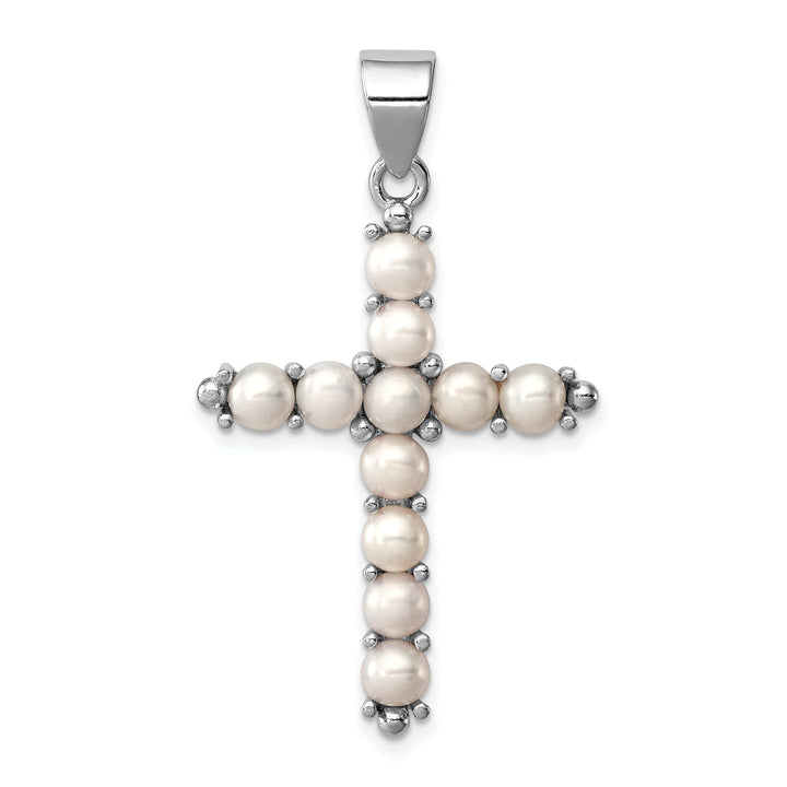 Lovely Rita's Pendants & Charms Silver Freash Water Culture Pearl Cross Pendant