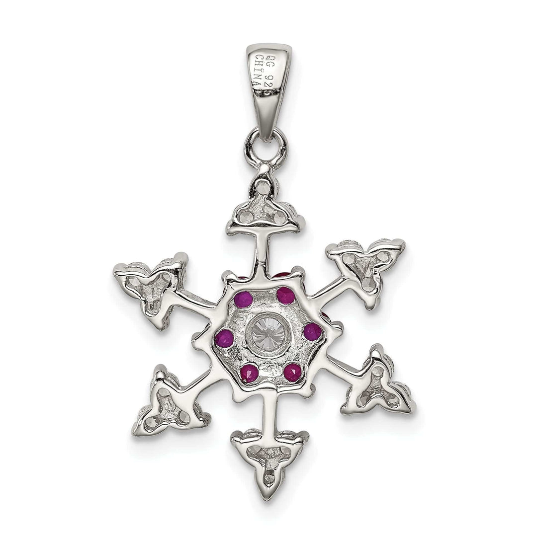 Lovely Rita's Pendants & Charms Silver Fuschia Cubic Zirconia Snowflake Pendant