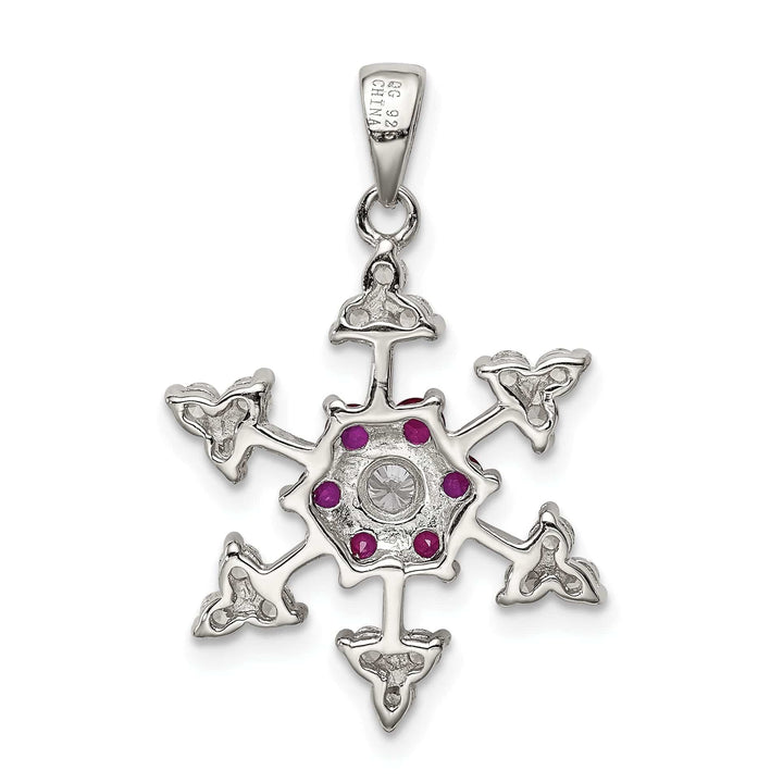 Lovely Rita's Pendants & Charms Silver Fuschia Cubic Zirconia Snowflake Pendant