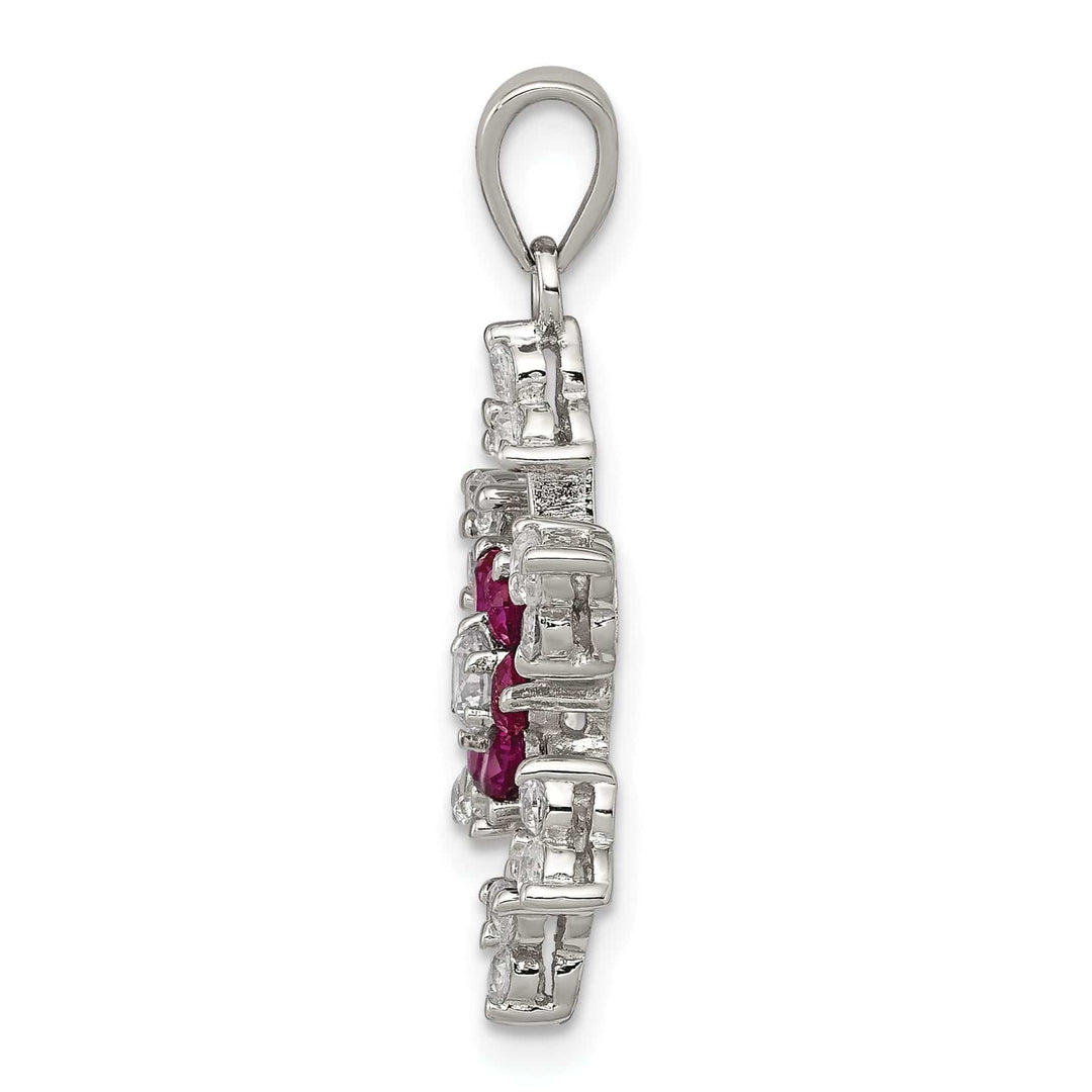 Lovely Rita's Pendants & Charms Silver Fuschia Cubic Zirconia Snowflake Pendant