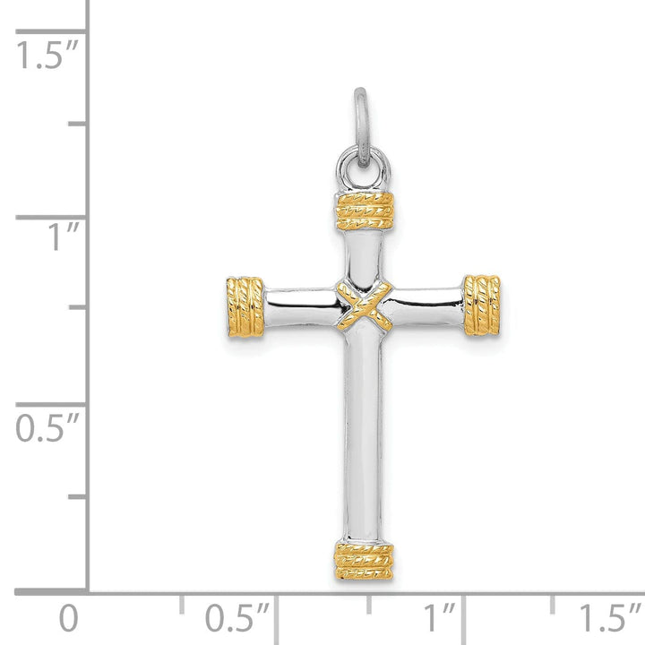 Lovely Rita's Pendants & Charms Silver Gold Plated Polished Rope Cross Pendant