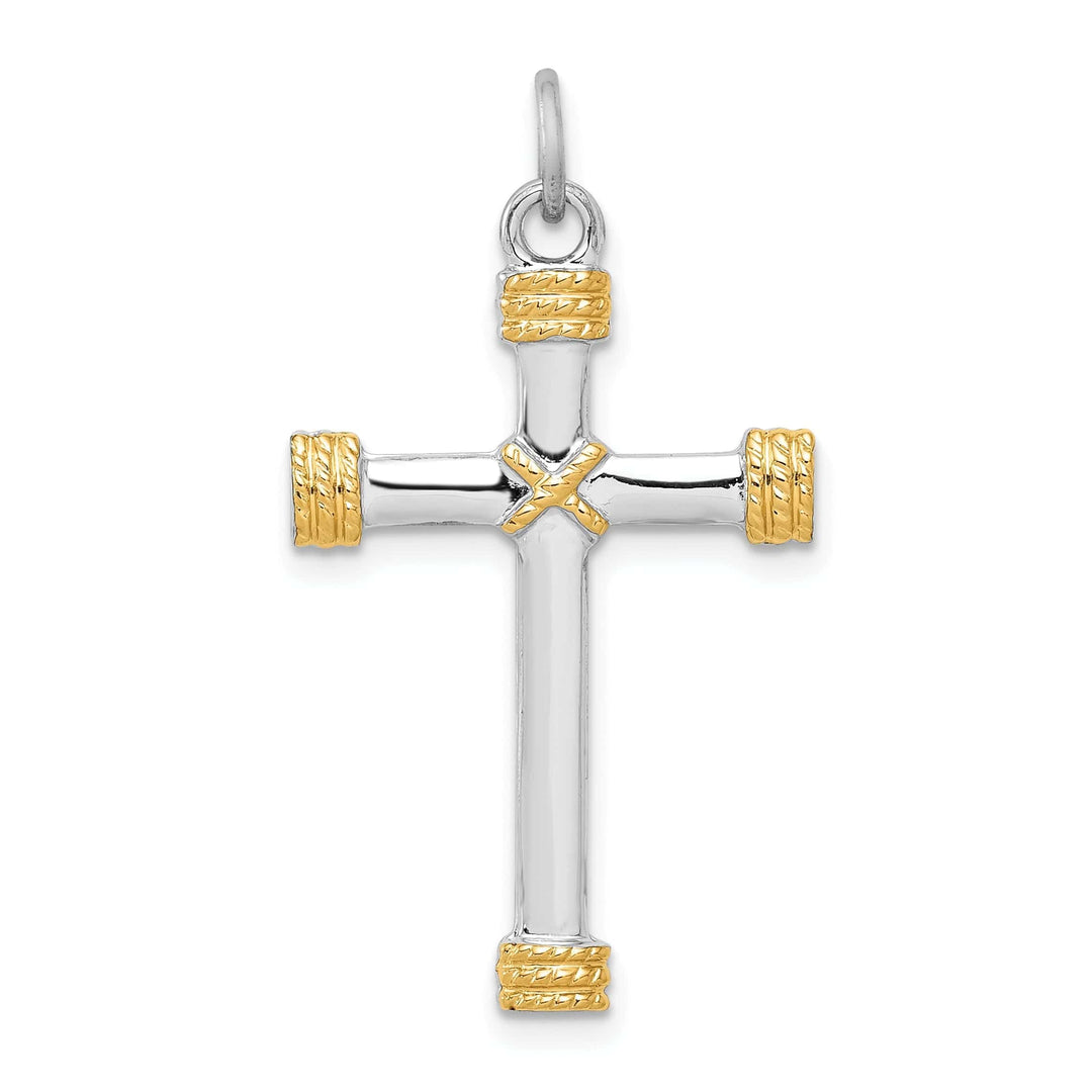 Lovely Rita's Pendants & Charms Silver Gold Plated Polished Rope Cross Pendant