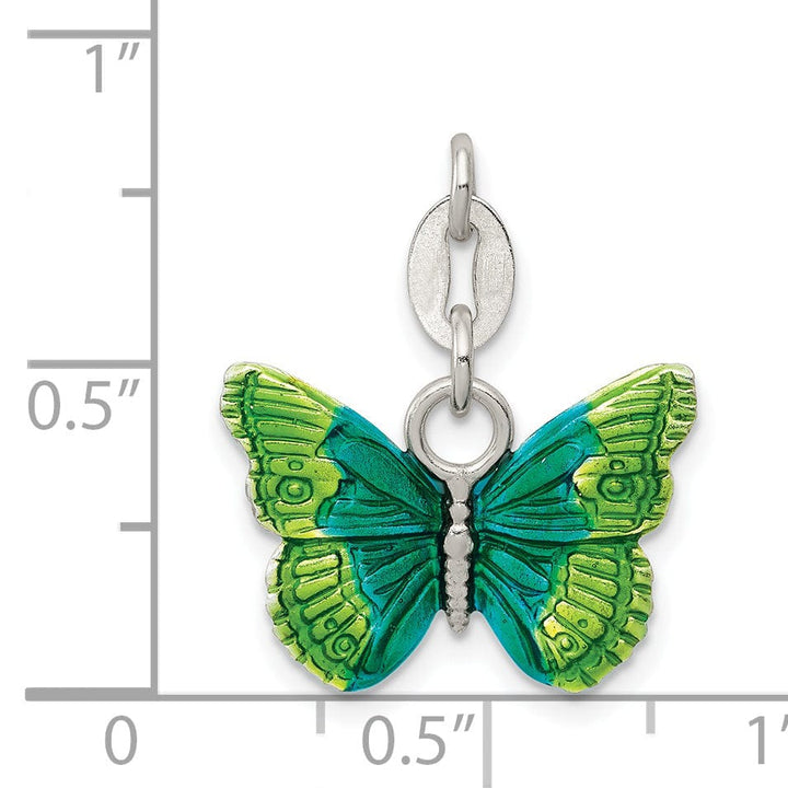 Lovely Rita's Pendants & Charms Silver Green Blue Enameled Butterfly Charm