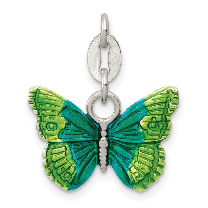 Lovely Rita's Pendants & Charms Silver Green Blue Enameled Butterfly Charm