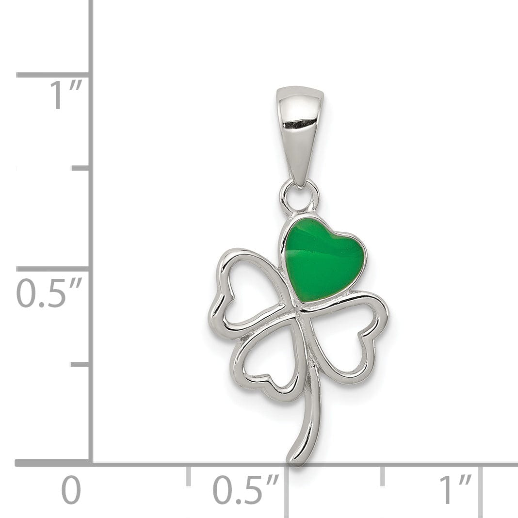 Lovely Rita's Pendants & Charms Silver Green Enameled Four Leaf Clover Charm