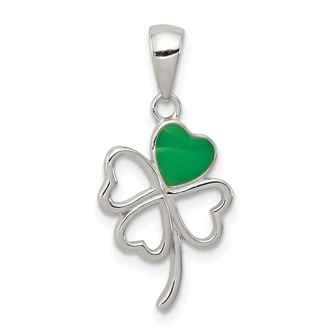 Lovely Rita's Pendants & Charms Silver Green Enameled Four Leaf Clover Charm