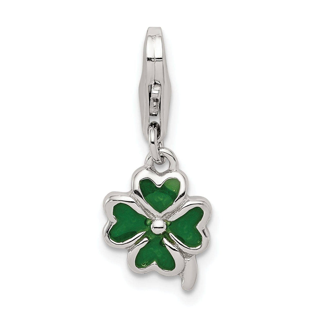 Lovely Rita's Pendants & Charms Silver Green Enameled Four Leaf Clover Charm