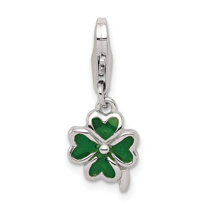 Lovely Rita's Pendants & Charms Silver Green Enameled Four Leaf Clover Charm