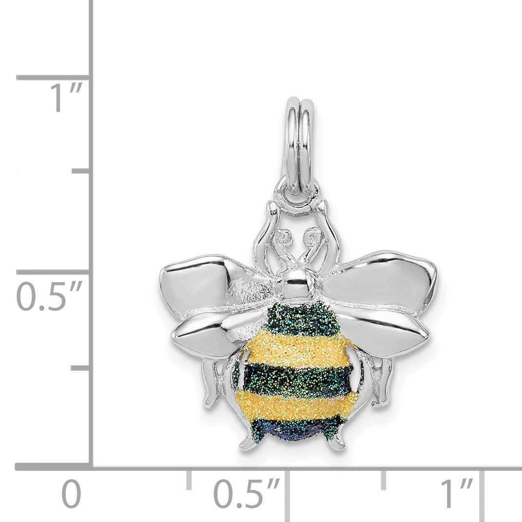 Lovely Rita's Pendants & Charms Silver Green Yellow Enamel Bee Charm Pendant