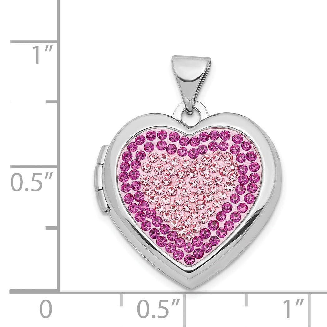 Lovely Rita's Pendants & Charms Silver Heart RoseLight Rose Crystal Locket