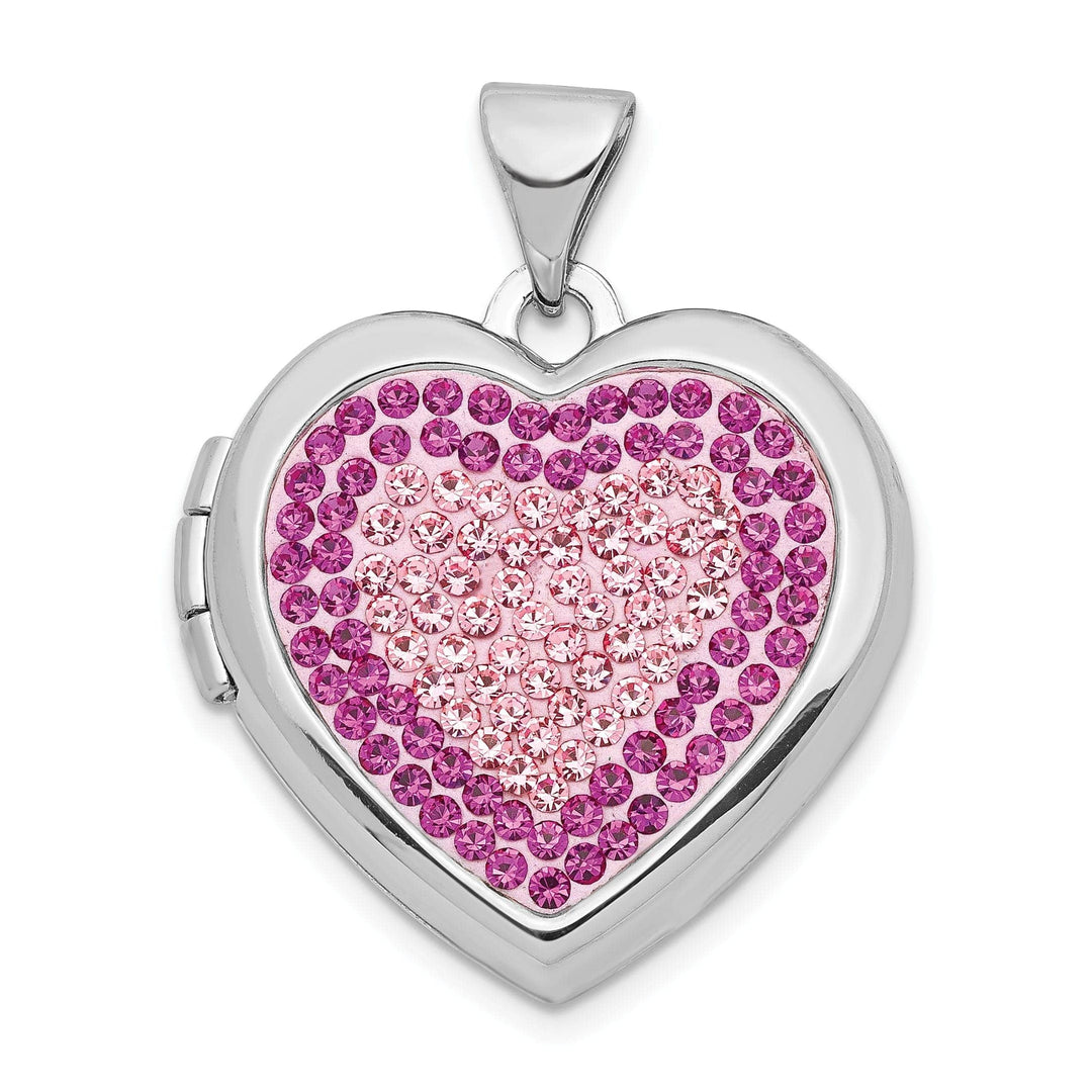 Lovely Rita's Pendants & Charms Silver Heart RoseLight Rose Crystal Locket