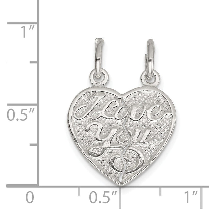 Lovely Rita's Pendants & Charms Silver I Love You 2-Piece Break Heart Charm