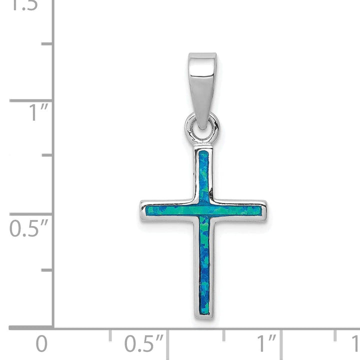 Lovely Rita's Pendants & Charms Silver Inlay Created Opal Latin Cross Pendant