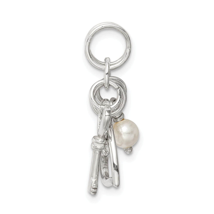 Lovely Rita's Pendants & Charms Silver Key and Heart with Synthetic Pearl Charm