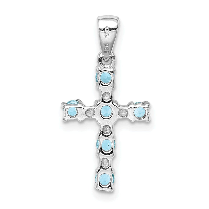 Lovely Rita's Pendants & Charms Silver Light Blue Topaz Diamond Cross Pendant
