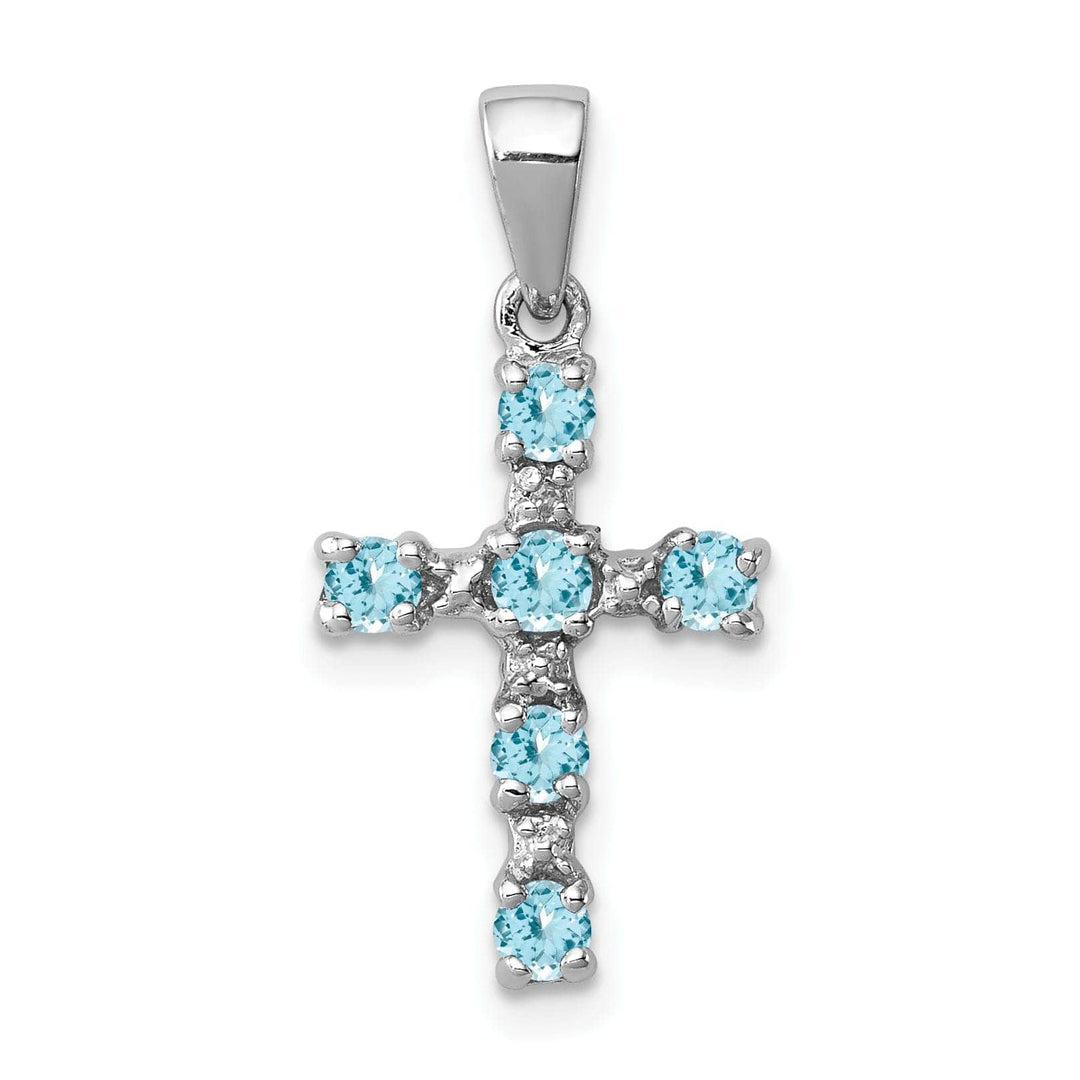 Lovely Rita's Pendants & Charms Silver Light Blue Topaz Diamond Cross Pendant