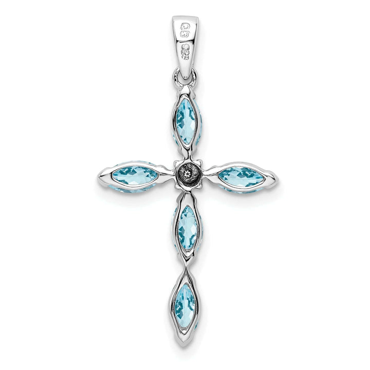 Lovely Rita's Pendants & Charms Silver Light Blue Topaz Diamond Cross Pendant