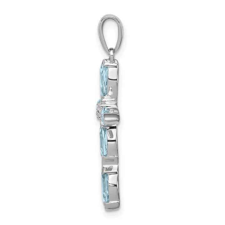 Lovely Rita's Pendants & Charms Silver Light Blue Topaz Diamond Cross Pendant
