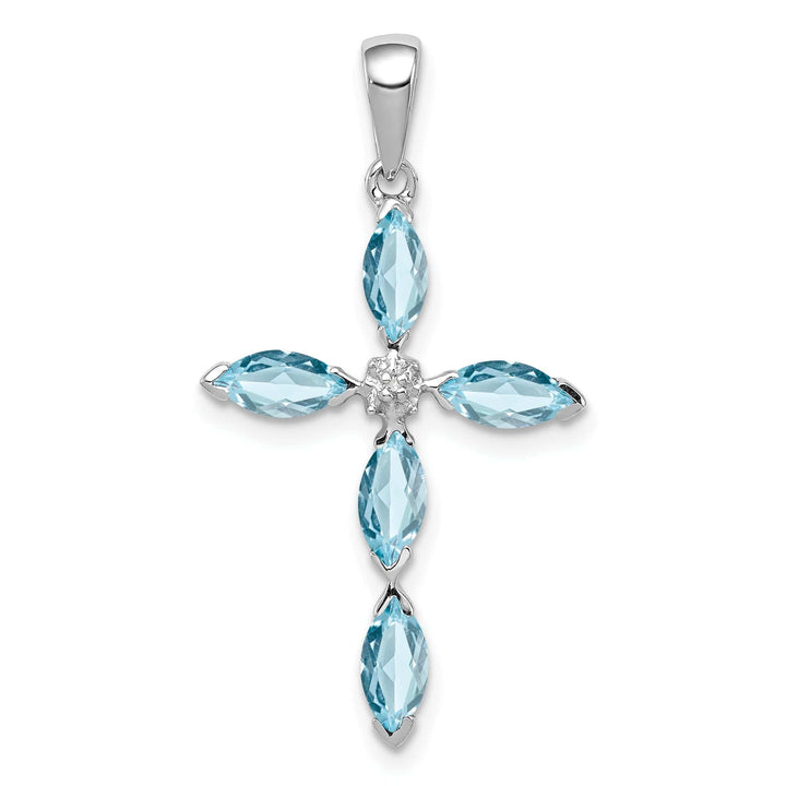 Lovely Rita's Pendants & Charms Silver Light Blue Topaz Diamond Cross Pendant