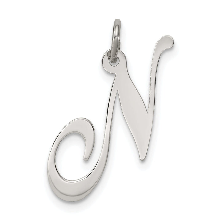 Lovely Rita's Pendants & Charms Silver Medium Fancy Script Initial N Charm