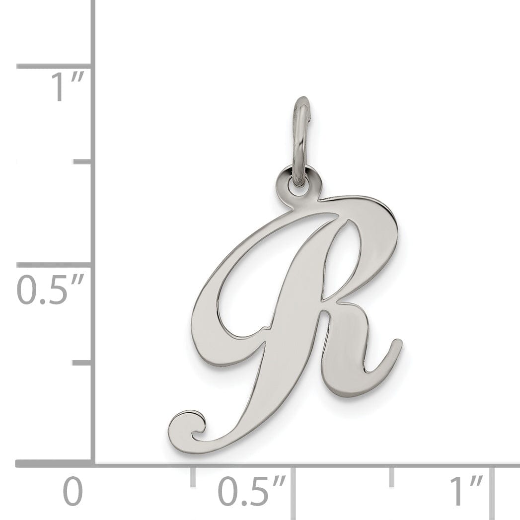 Lovely Rita's Pendants & Charms Silver Medium Fancy Script Initial R Charm