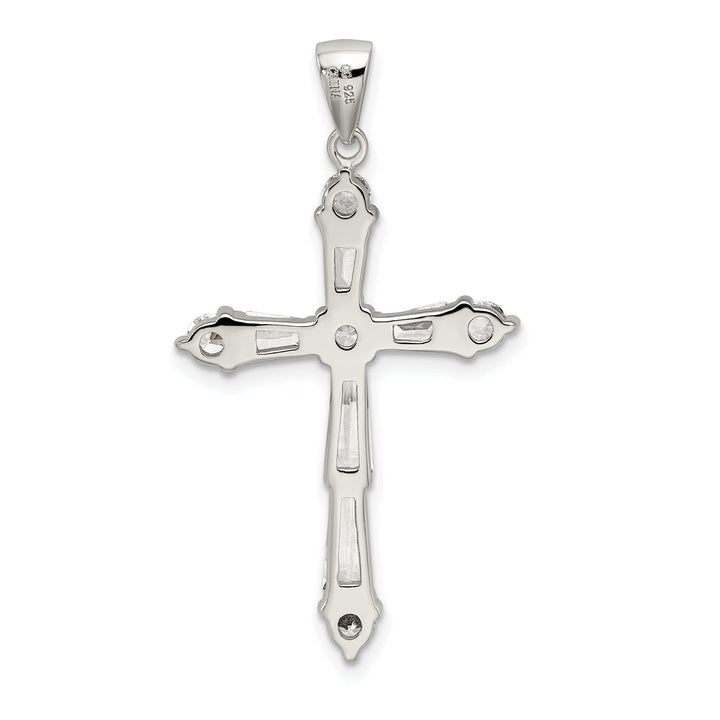 Lovely Rita's Pendants & Charms Silver Polish Baguette Round C.Z Cross Pendant